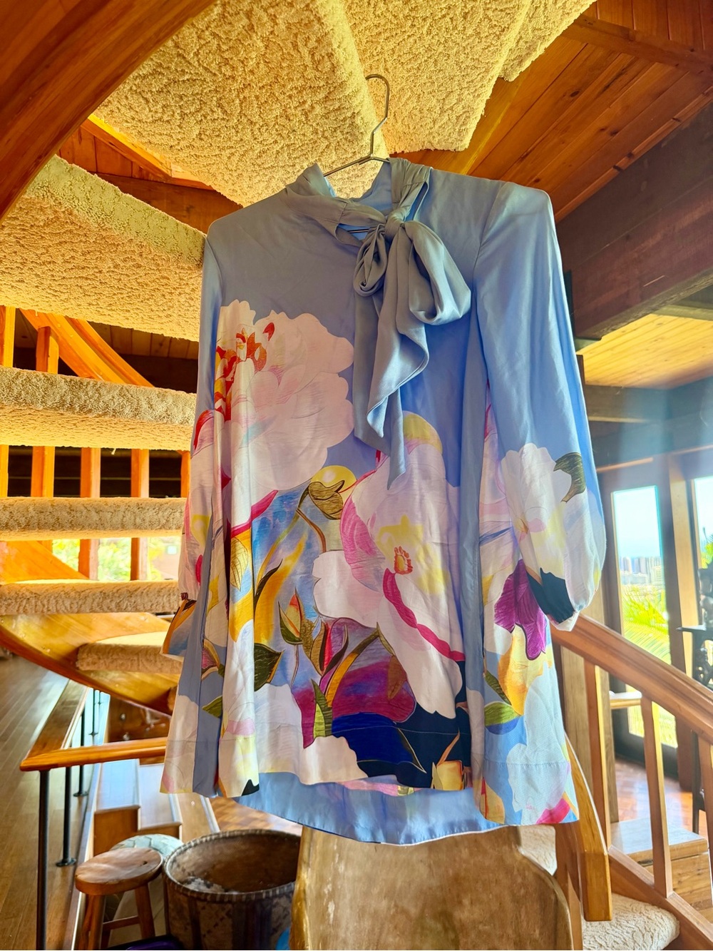 ANTHROPOLOGIE Maeve The Caroline neck bow mini loose A-line babydoll floral